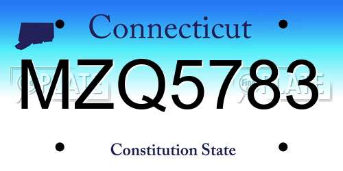 MZQ5783 Connecticut License Plate