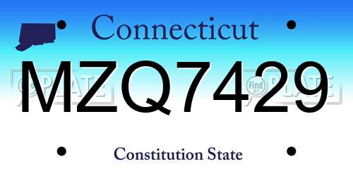 MZQ7429 Connecticut License Plate