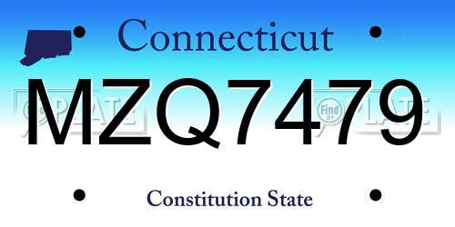 MZQ7479 Connecticut License Plate