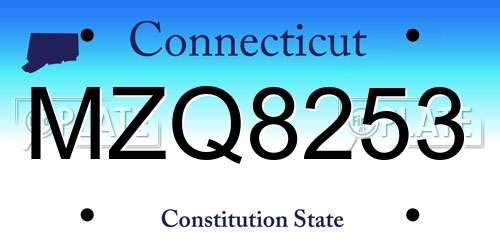 MZQ8253 Connecticut License Plate