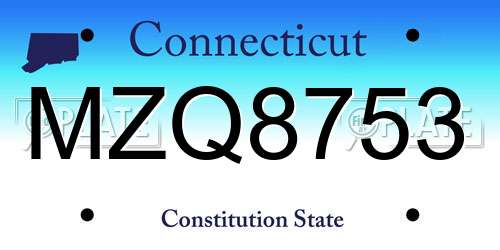 MZQ8753 Connecticut License Plate