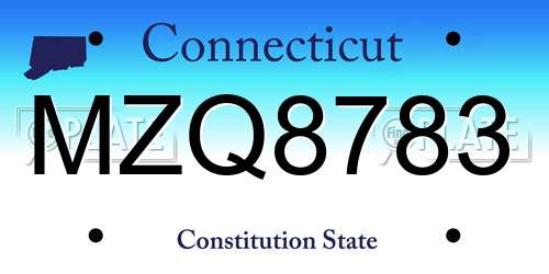 MZQ8783 Connecticut License Plate