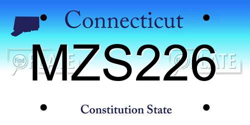 MZS226 Connecticut License Plate