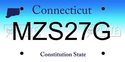 MZS27G Connecticut License Plate