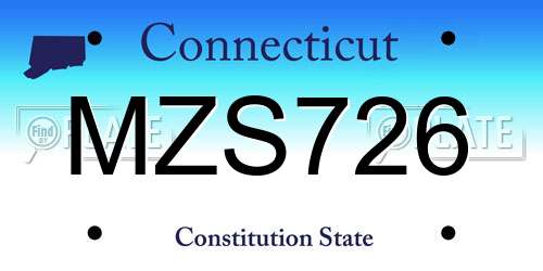 MZS726 Connecticut License Plate