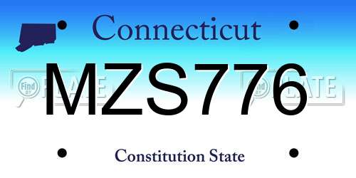 MZS776 Connecticut License Plate