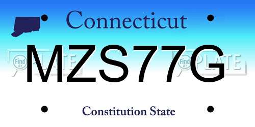 MZS77G Connecticut License Plate