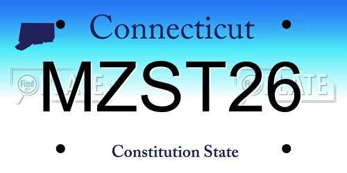 MZST26 Connecticut License Plate