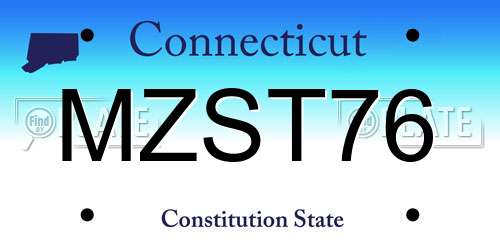 MZST76 Connecticut License Plate