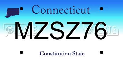 MZSZ76 Connecticut License Plate