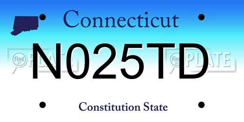 N025TD Connecticut License Plate