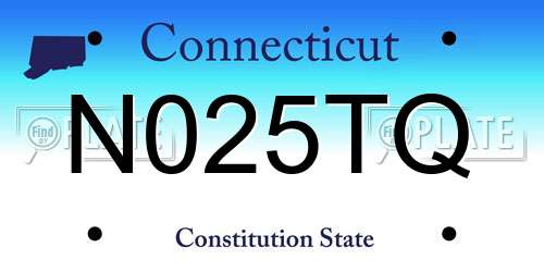 N025TQ Connecticut License Plate
