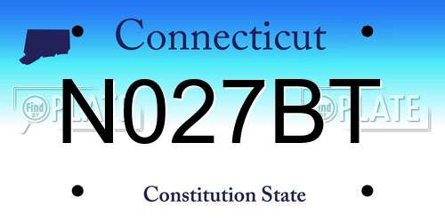 N027BT Connecticut License Plate