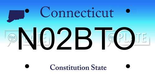 N02BTO Connecticut License Plate