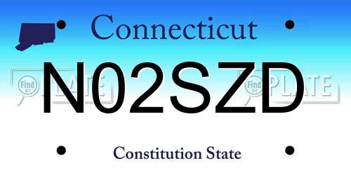 N02SZD Connecticut License Plate