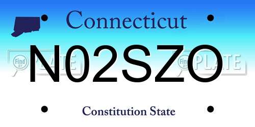 N02SZO Connecticut License Plate