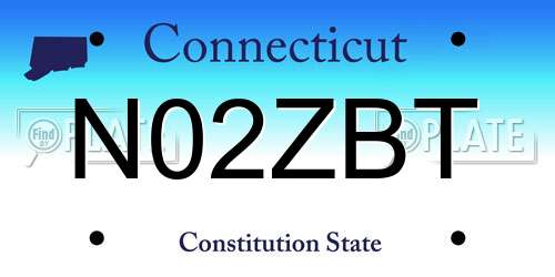 N02ZBT Connecticut License Plate