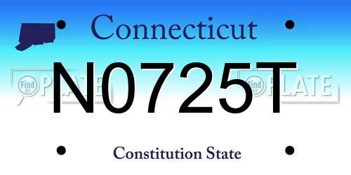 N0725T Connecticut License Plate