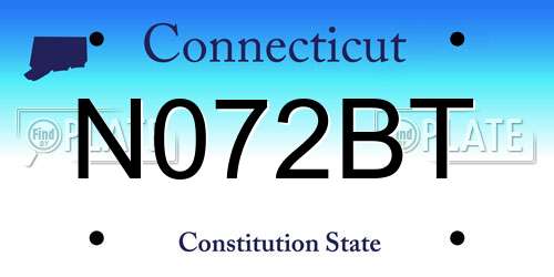 N072BT Connecticut License Plate
