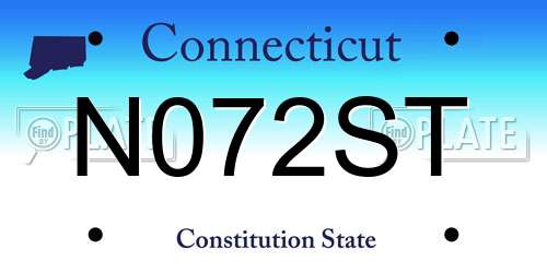 N072ST Connecticut License Plate