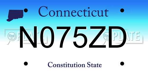 N075ZD Connecticut License Plate