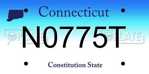 N0775T Connecticut License Plate