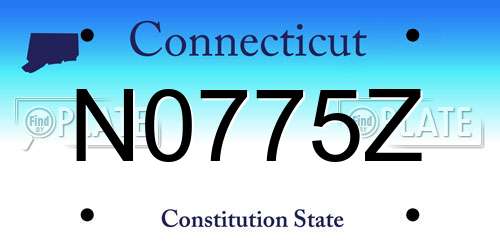 N0775Z Connecticut License Plate