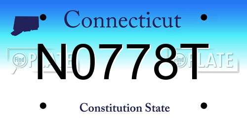 N0778T Connecticut License Plate