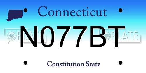 N077BT Connecticut License Plate