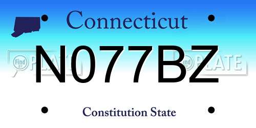 N077BZ Connecticut License Plate