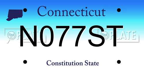 N077ST Connecticut License Plate