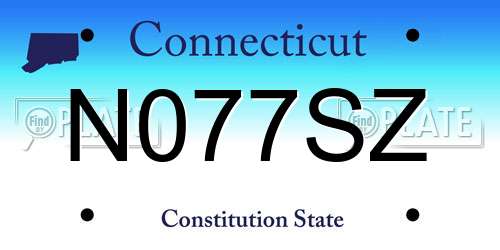 N077SZ Connecticut License Plate