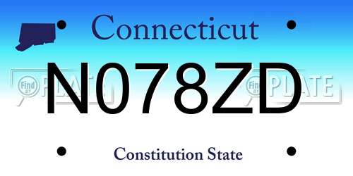 N078ZD Connecticut License Plate