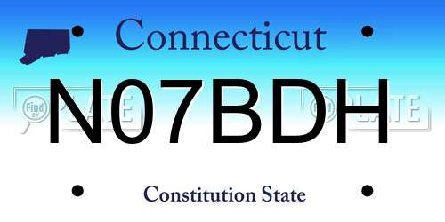 N07BDH Connecticut License Plate