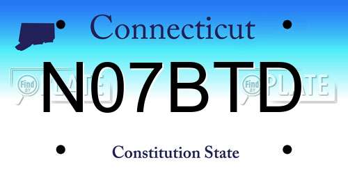 N07BTD Connecticut License Plate