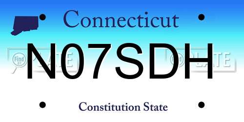 N07SDH Connecticut License Plate