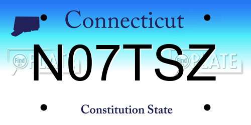 N07TSZ Connecticut License Plate