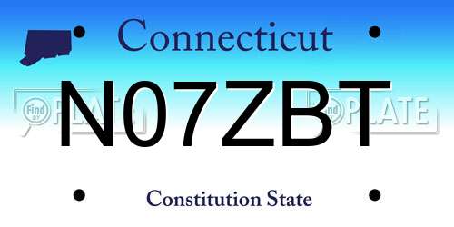 N07ZBT Connecticut License Plate