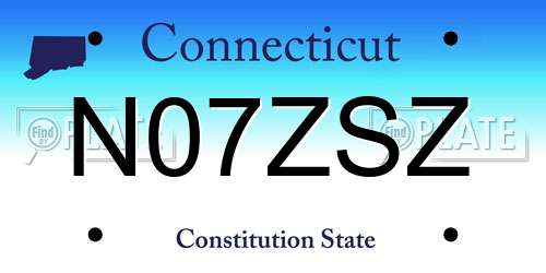 N07ZSZ Connecticut License Plate