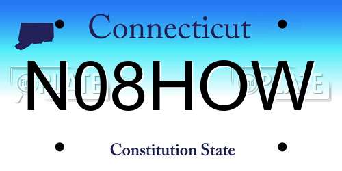 N08HOW Connecticut License Plate