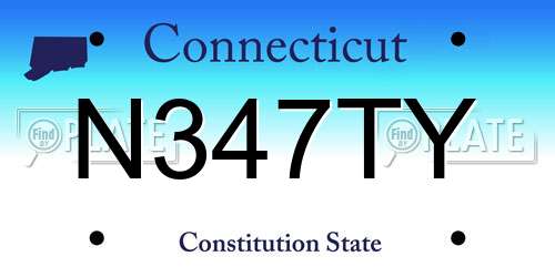 N347TY Connecticut License Plate