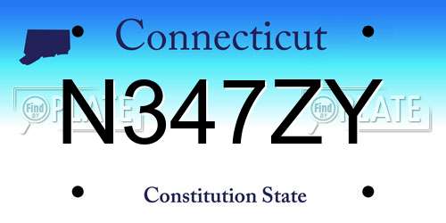 N347ZY Connecticut License Plate
