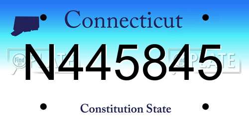 N445845 Connecticut License Plate