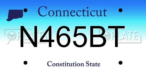 N465BT Connecticut License Plate