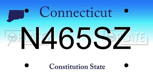 N465SZ Connecticut License Plate