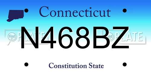 N468BZ Connecticut License Plate