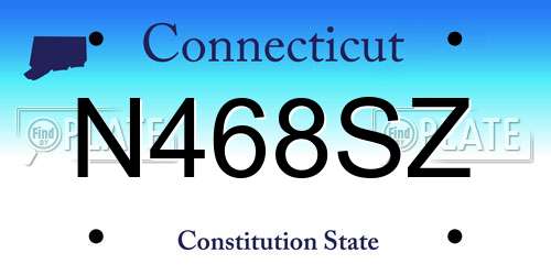 N468SZ Connecticut License Plate