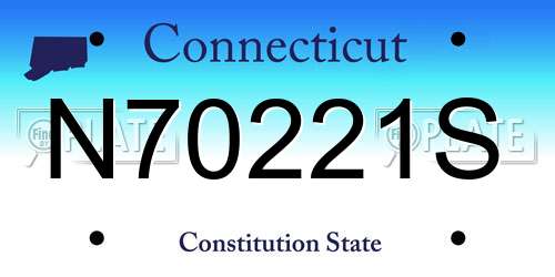 N70221S Connecticut License Plate