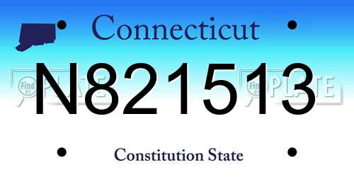 N821513 Connecticut License Plate