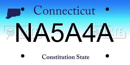 NA5A4A Connecticut License Plate